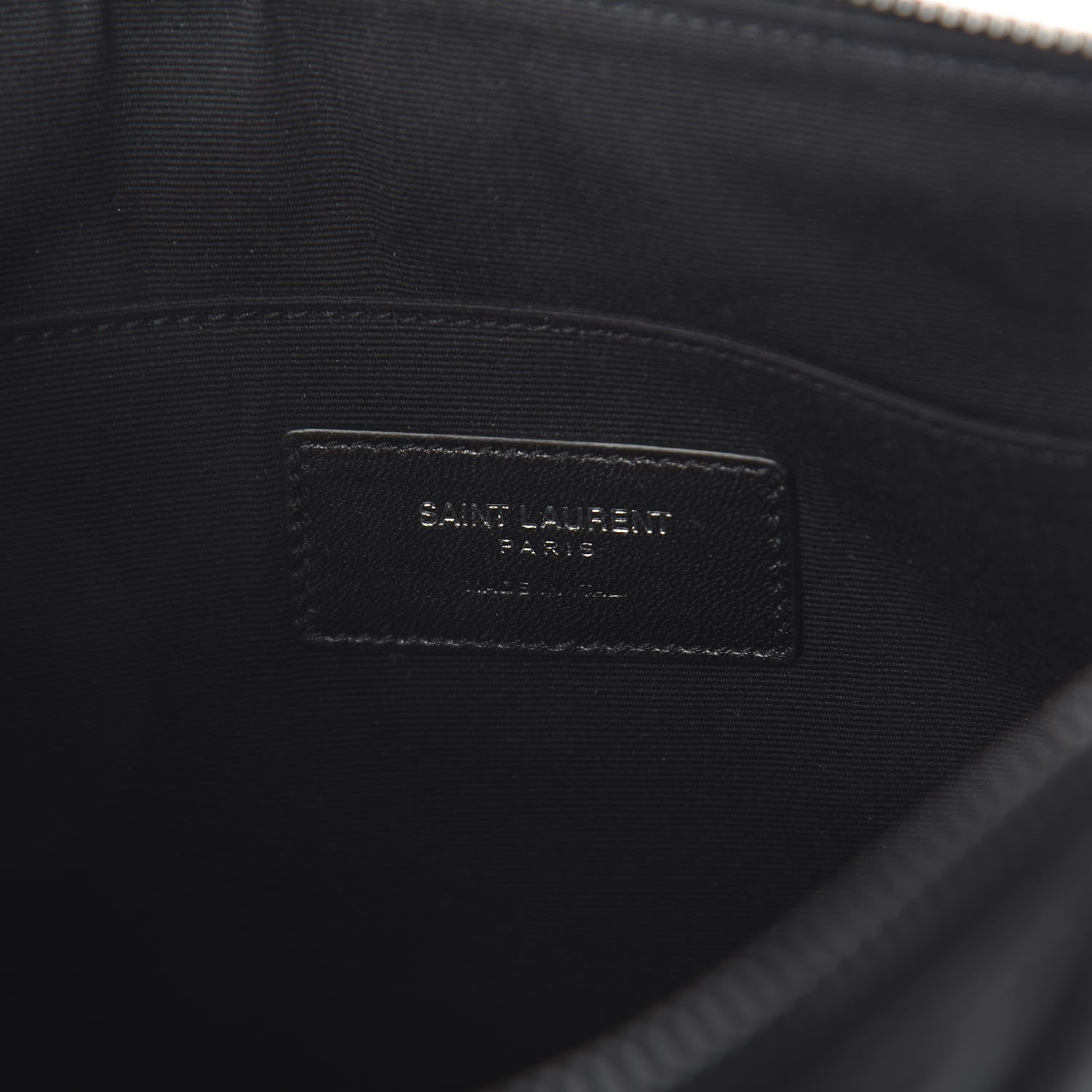 Saint Laurent Calfskin Matelasse Chevron Monogram Pouch Black 5 of 5