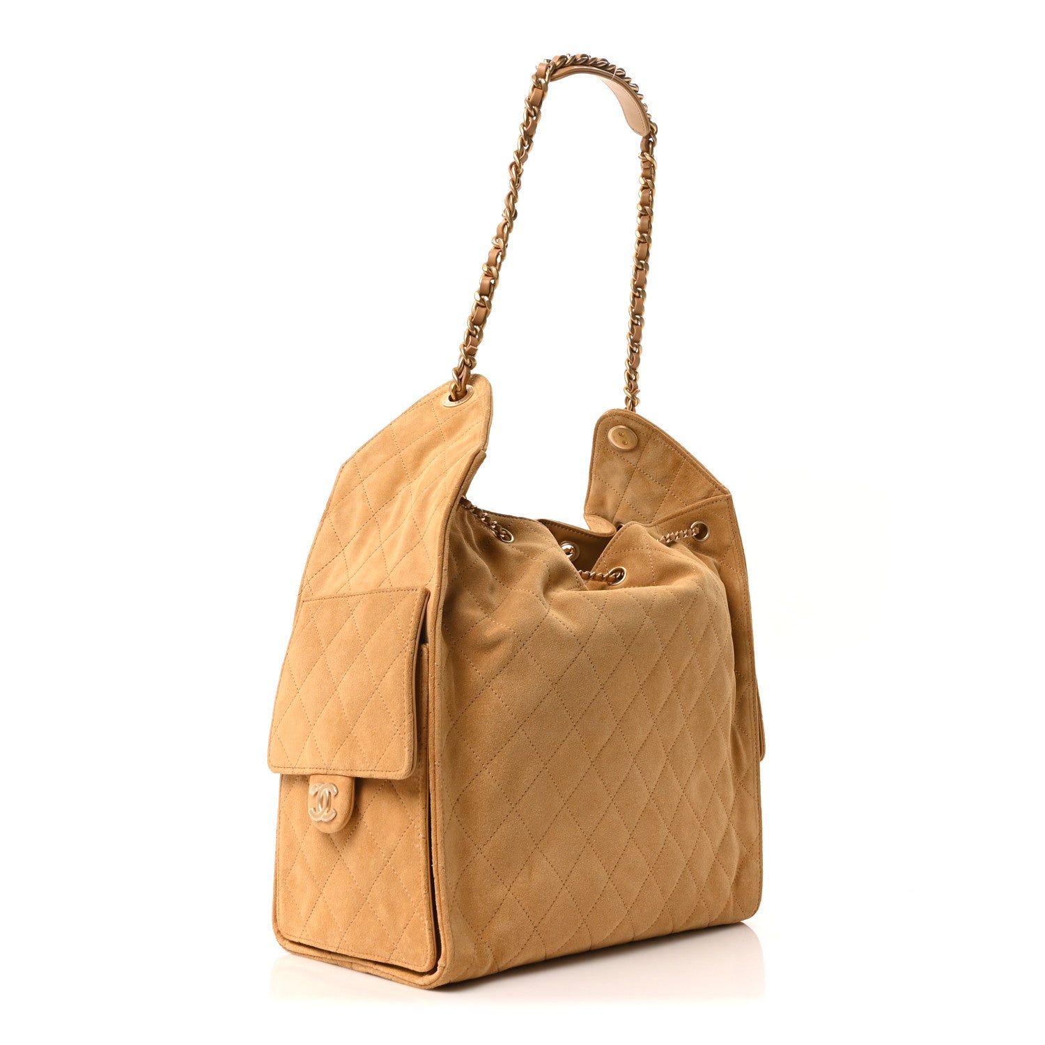 Chanel Suede Quilted Medium Chanel 25 Handbag Beige 6 of 23