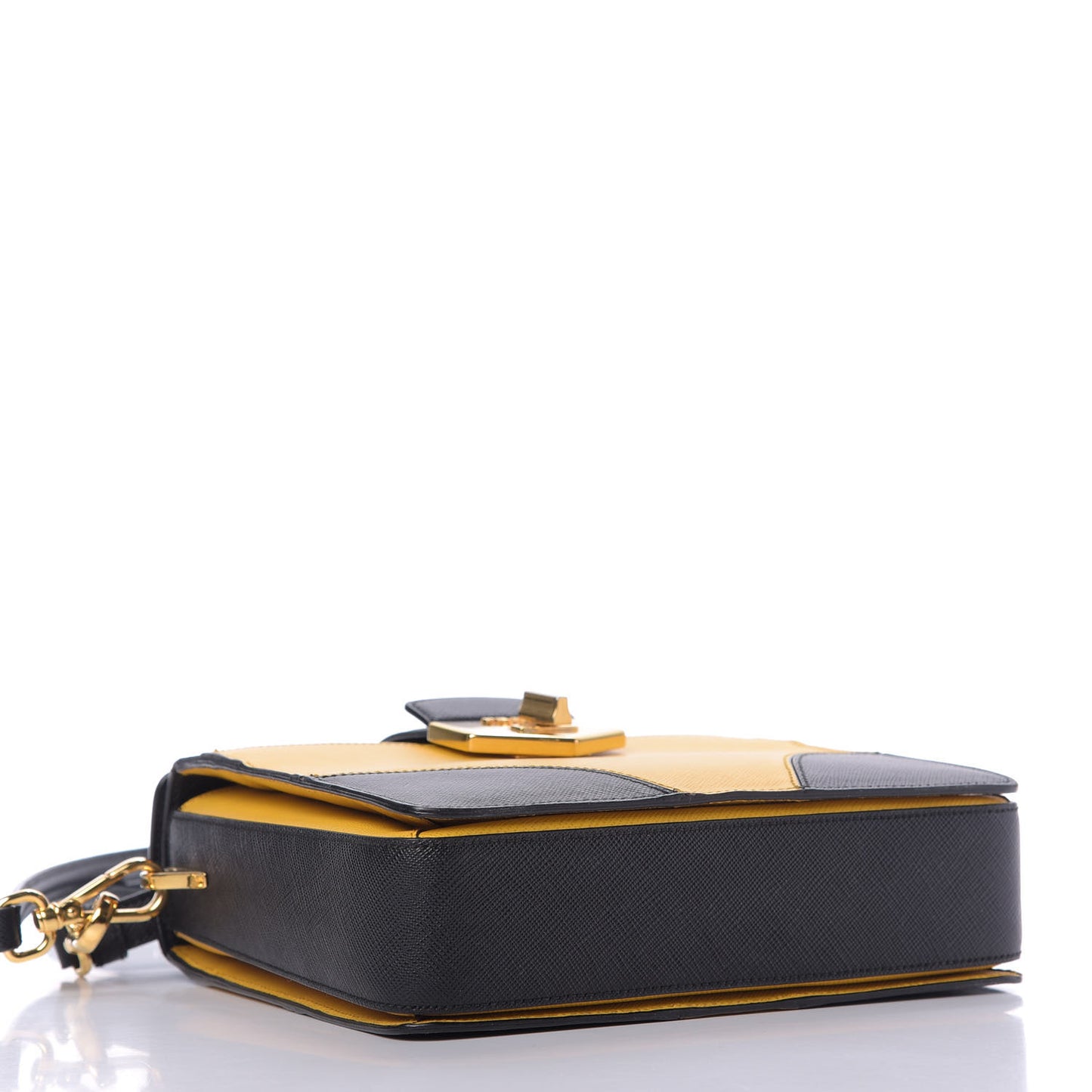Saffiano Bi-Color Top Handle Bag Soleil Black