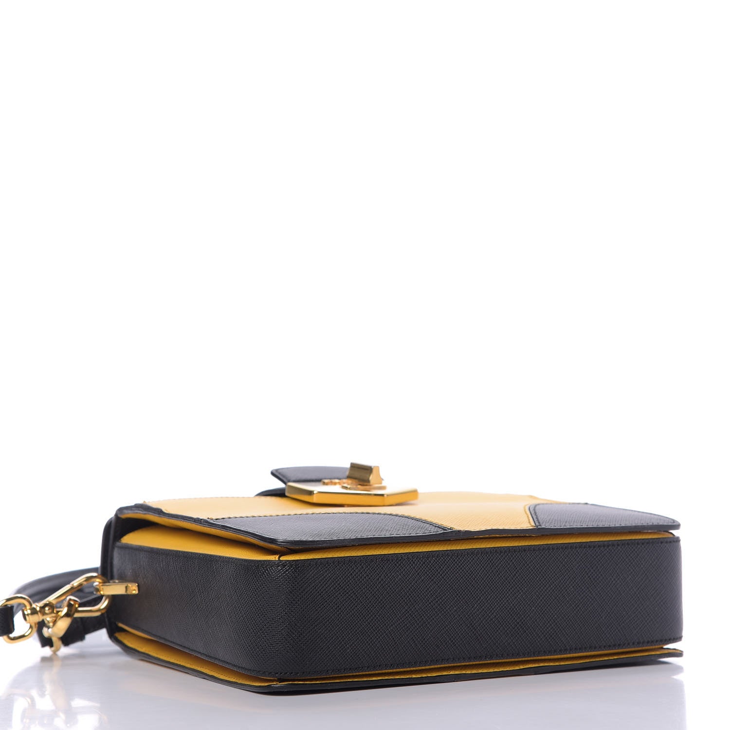 Prada Saffiano Bi-Color Top Handle Bag Soleil Black 4 of 8