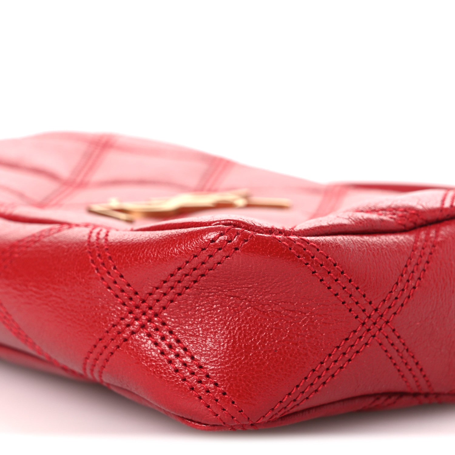 Saint Laurent Grained Lambskin Quilted Mini Becky Double Zip Bag Rouge Eros 10 of 11