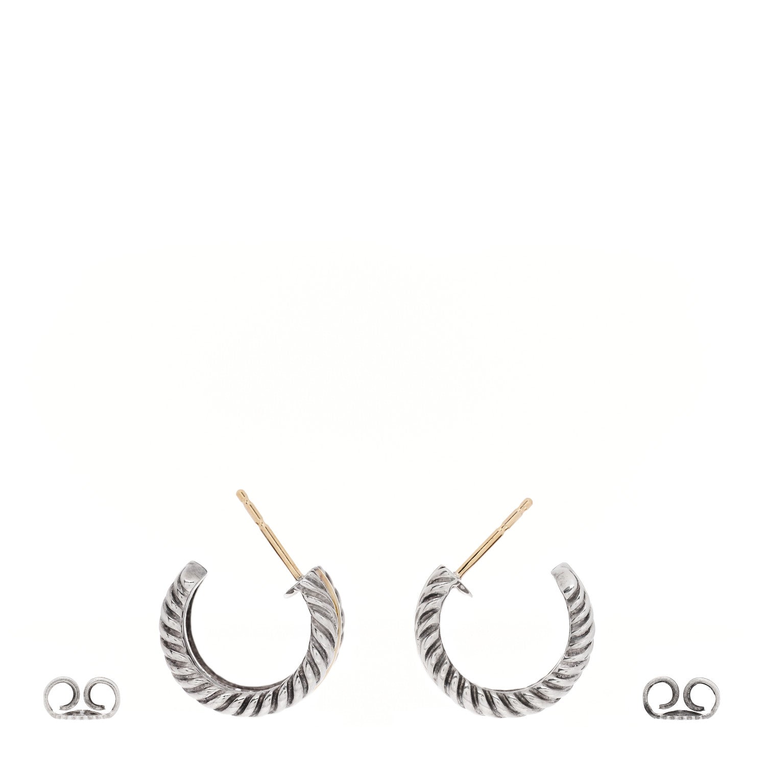 David Yurman Sterling Silver 14K Yellow Gold 15.6mm Cable Classics Hoop Earrings 3 of 5