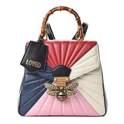 Gucci Calfskin Bamboo Trapuntata Queen Margaret Backpack Blue Agata Hibiscus Red Mystic White Sugar Pink 1 of 16