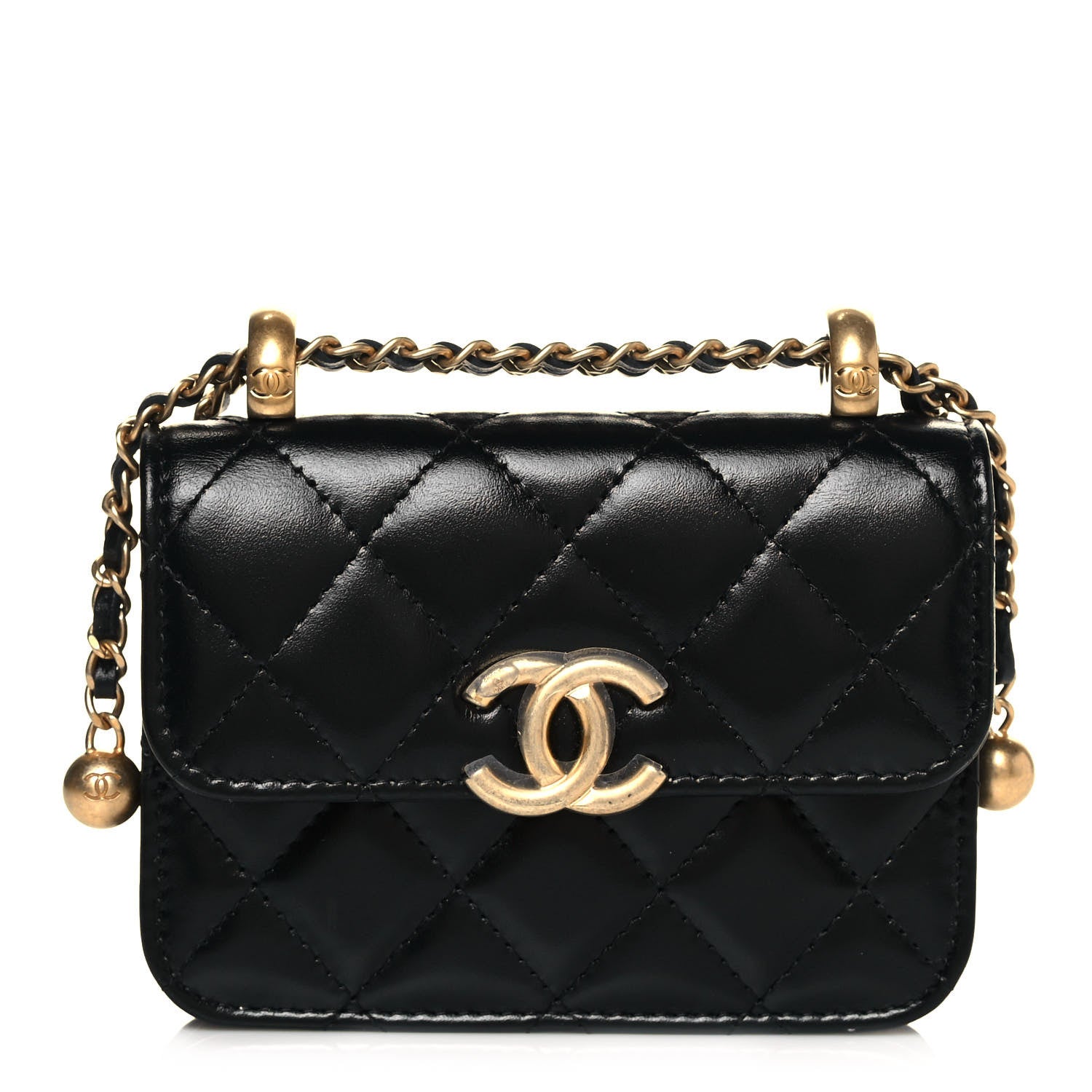 Chanel Calfskin Quilted Perfect Fit Coin Purse With Chain Black 1 of 14