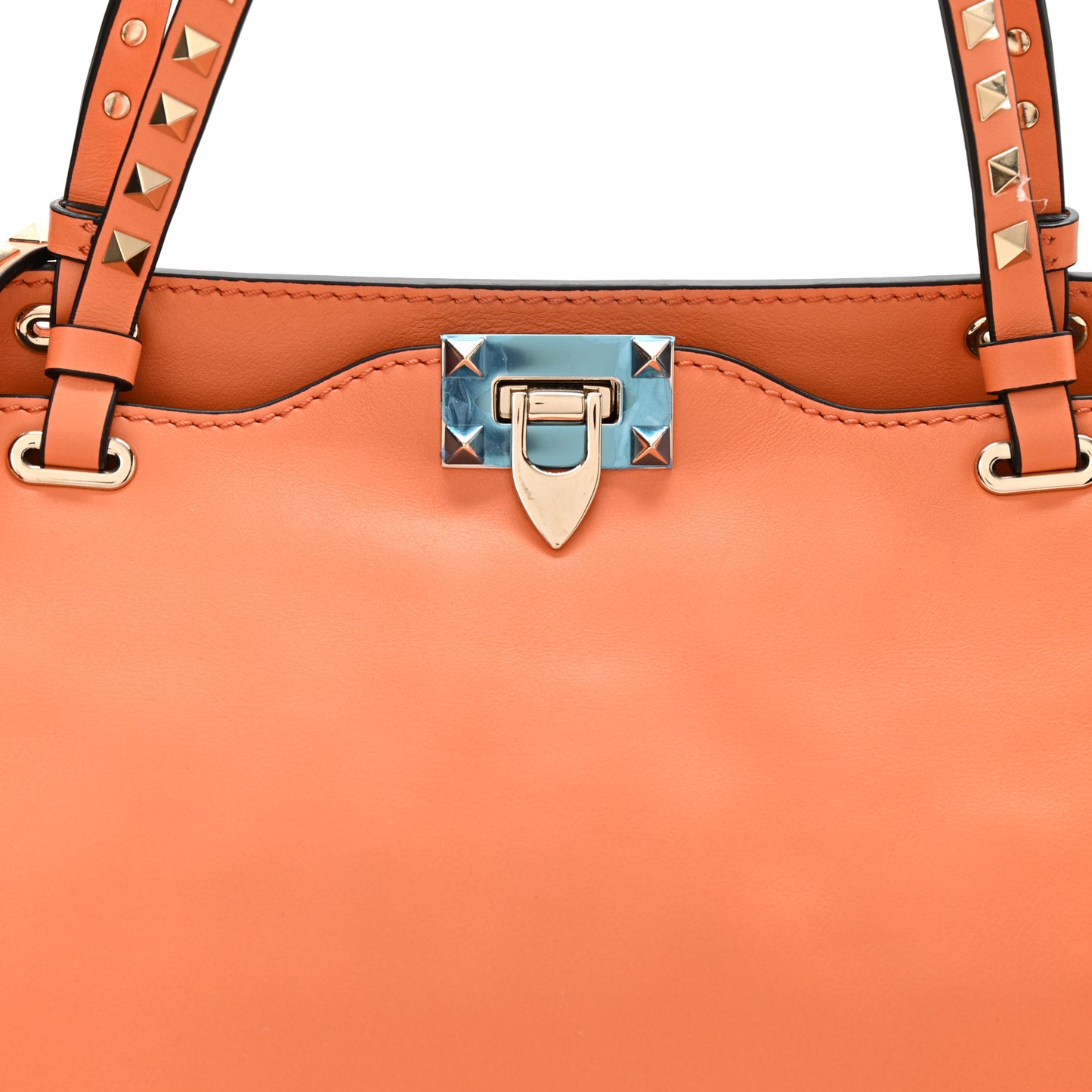 Vitello Medium Rockstud Tote Melon Sorbet