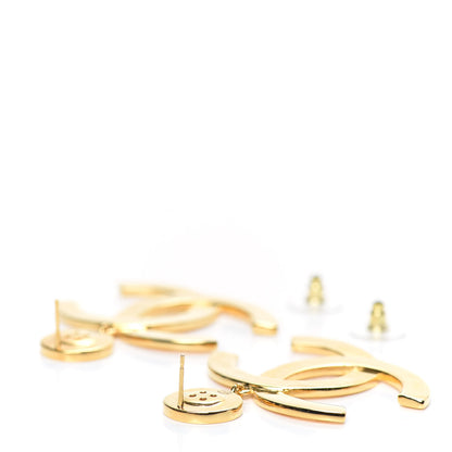 Chanel Metal Large Paris Button Earrings Gold 3 of 5