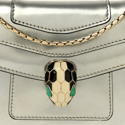 Bulgari Metallic Calfskin Small Serpenti Forever Snake Strap Crossbody Bag Silver 7 of 10