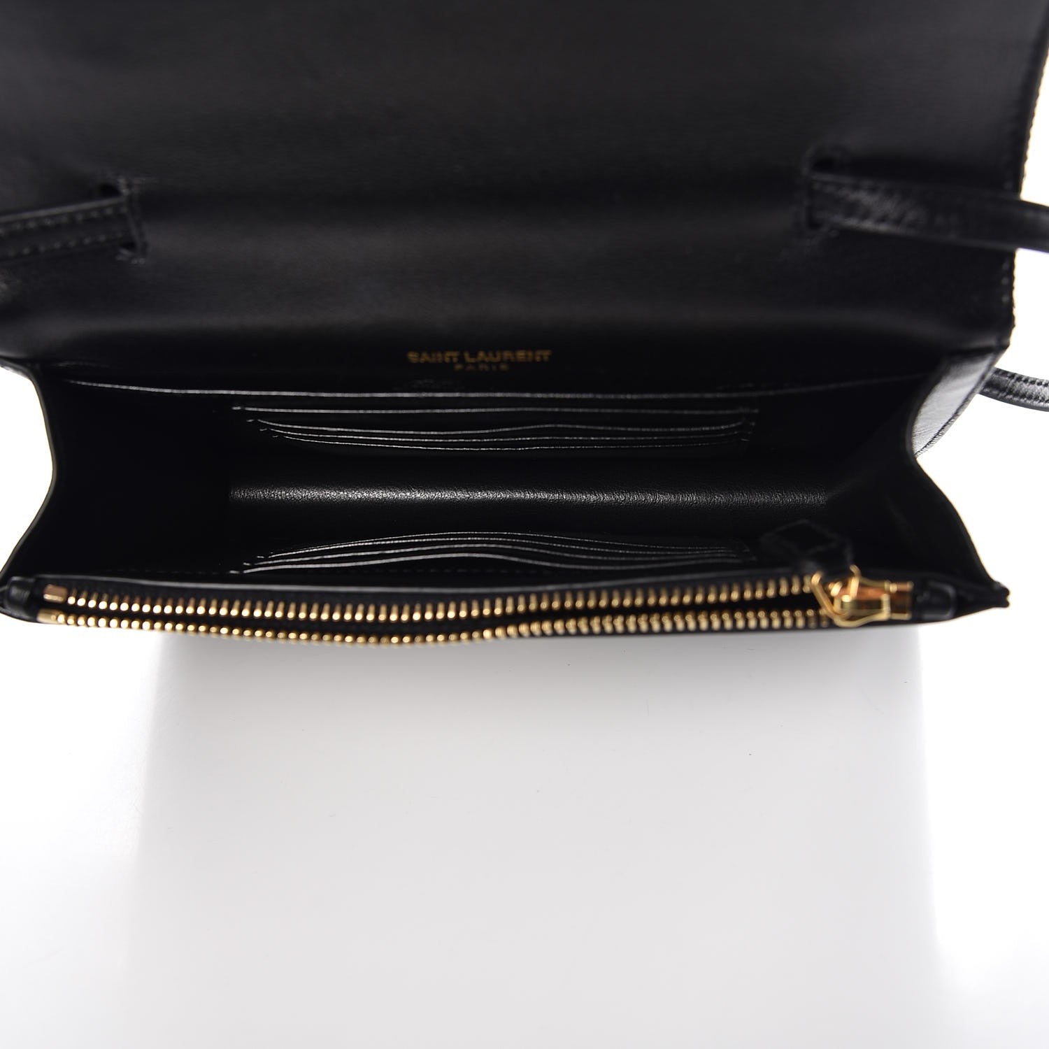 Saint Laurent Metallic Calfskin Striped Small Monogram Kate Satchel Black Gold 5 of 7