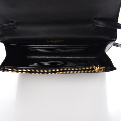 Saint Laurent Metallic Calfskin Striped Small Monogram Kate Satchel Black Gold 5 of 7