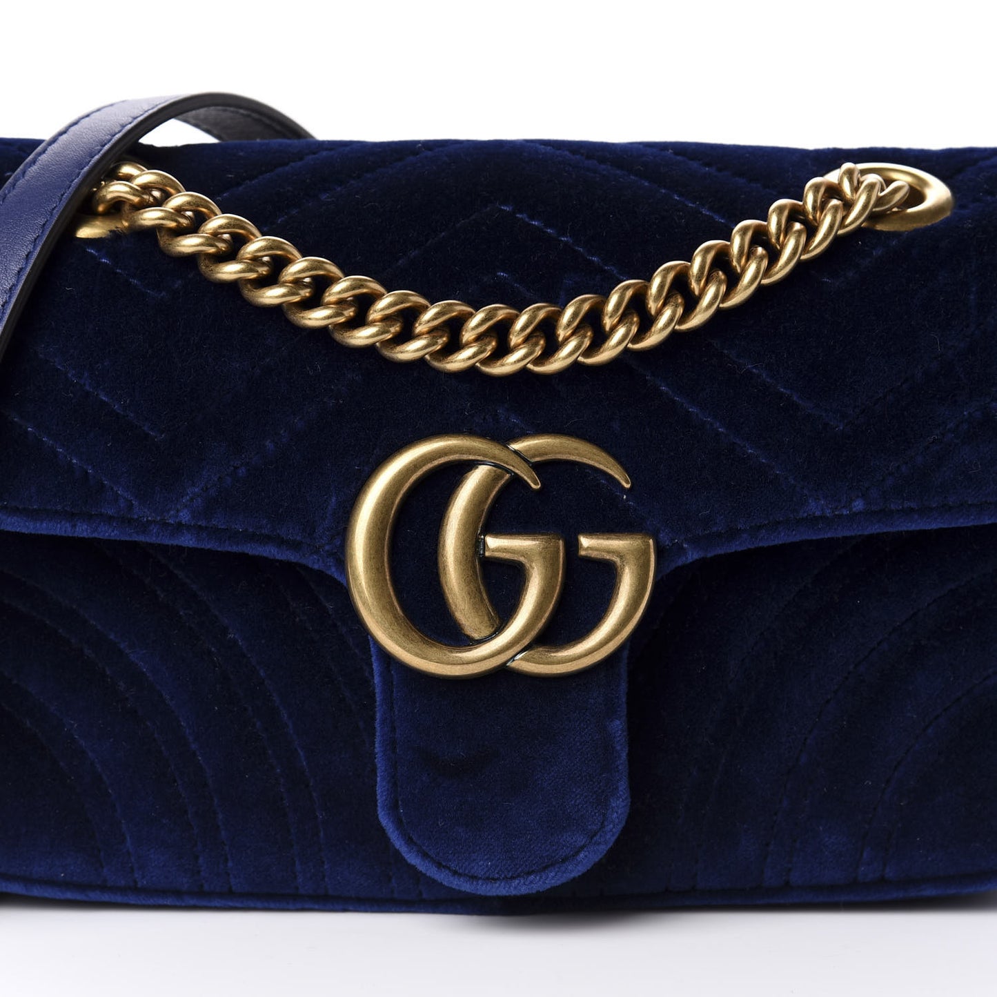 Velvet Matelasse Mini GG Marmont Shoulder Bag Cobalt Blue