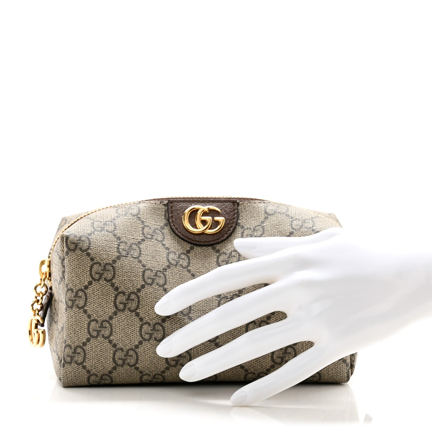 Soft GG Supreme Monogram Calfskin Medium Ophidia Cosmetic Case Beige Ebony New Acero