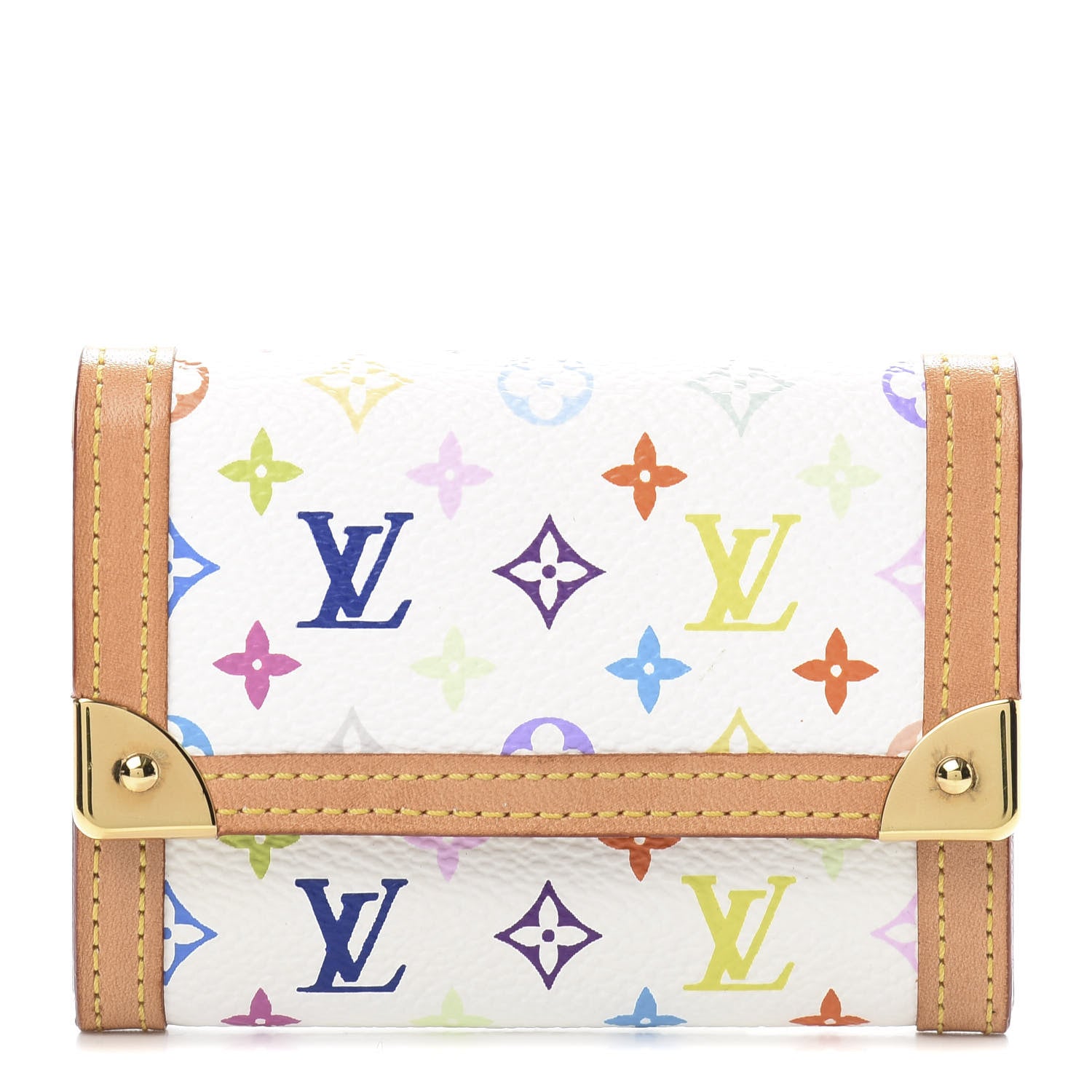 Louis Vuitton Monogram Multicolor Porte-Monnaie Plat Coin Purse White 1 of 8