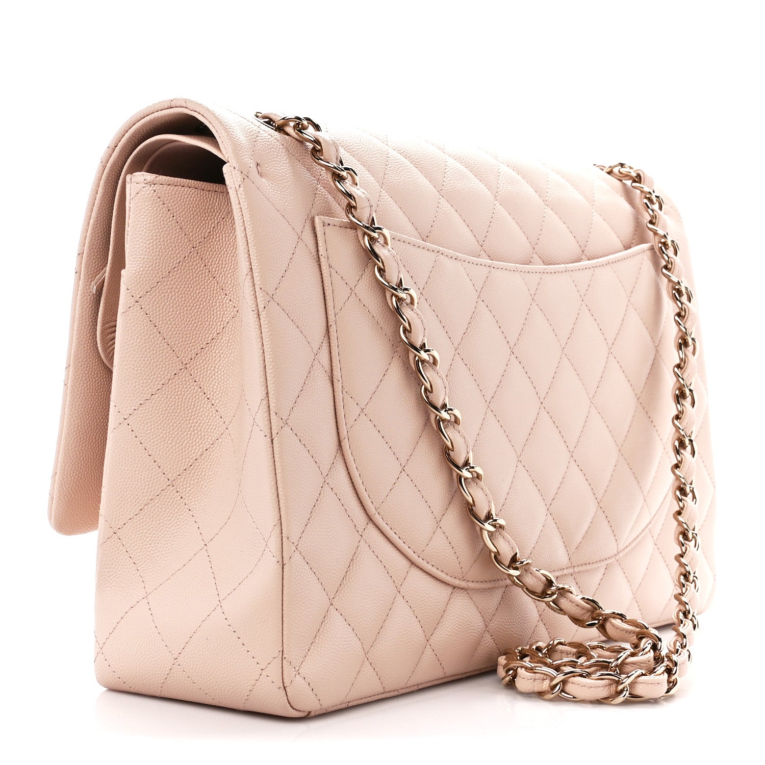 Chanel Caviar Quilted Maxi Double Flap Light Beige 3 of 11