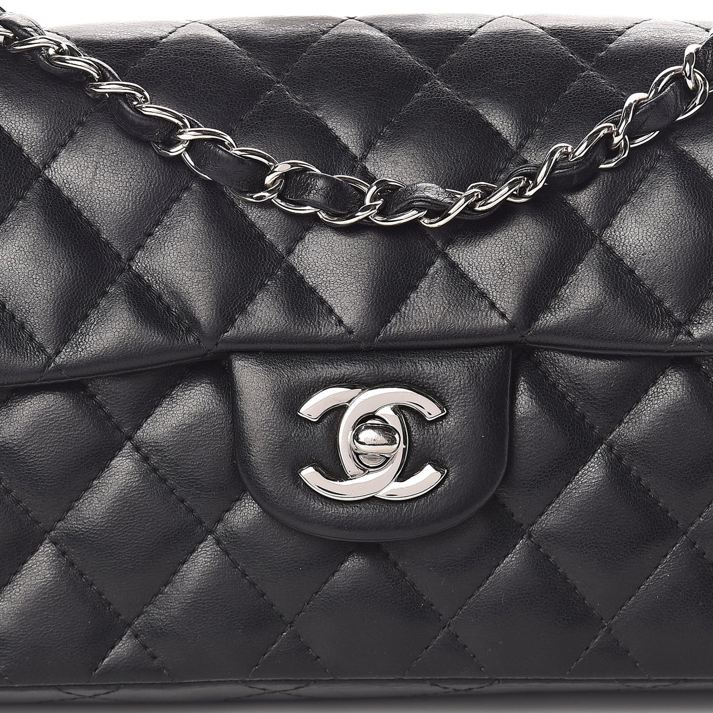 Lambskin Quilted East West Flap Black