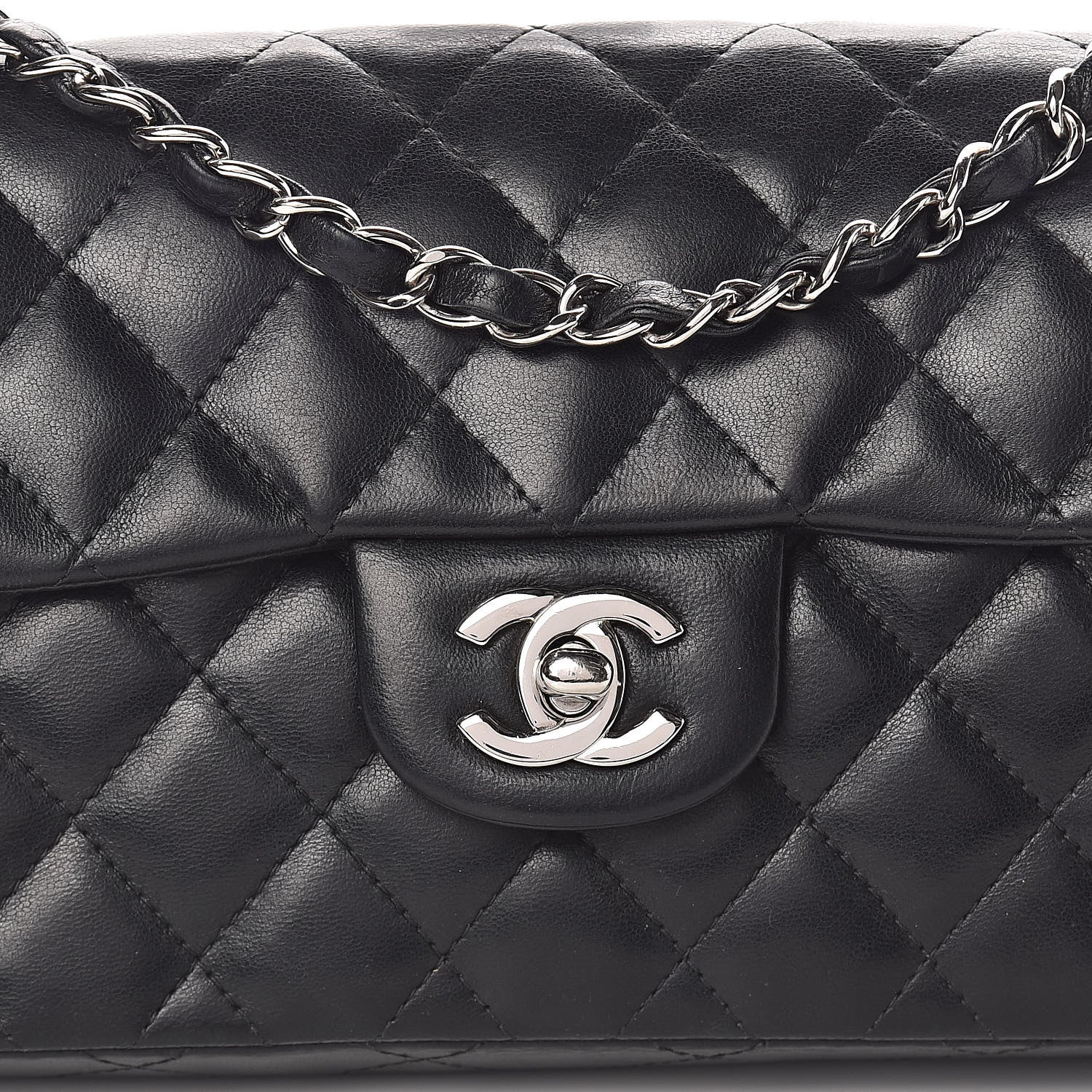Chanel Lambskin Quilted East West Flap Black 8 of 10