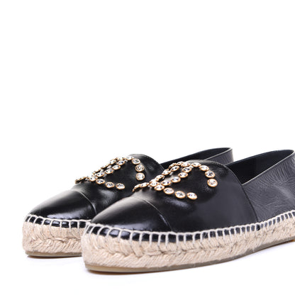 Chanel Patent Calfskin Crystal CC Espadrilles 36 Black 11 of 13