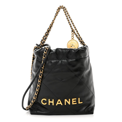 Chanel Shiny Calfskin Quilted Mini Chanel 22 Black 1 of 10