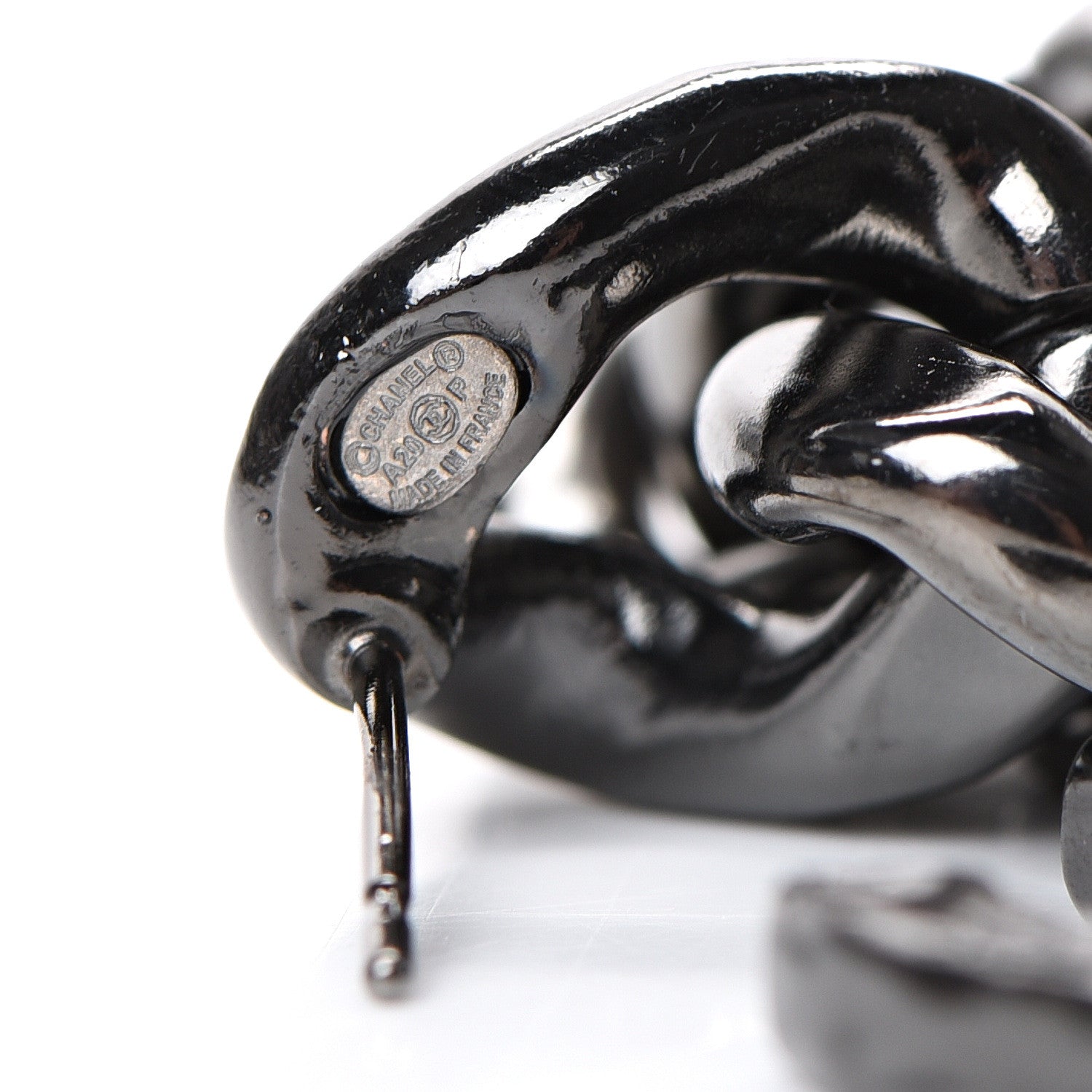 Chanel Metal CC Pick Drop Earrings Ruthenium 4 of 5