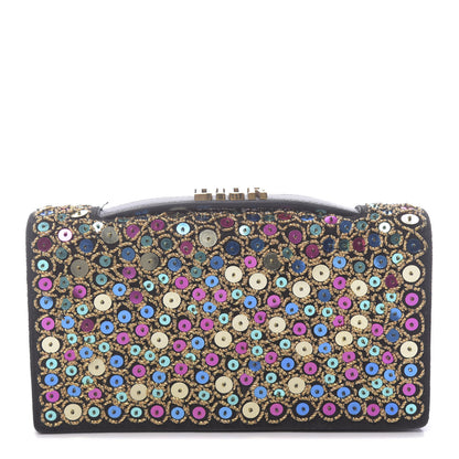 Christian Dior Sequin Suede Calfskin Logo Clutch Black Multicolor 1 of 12