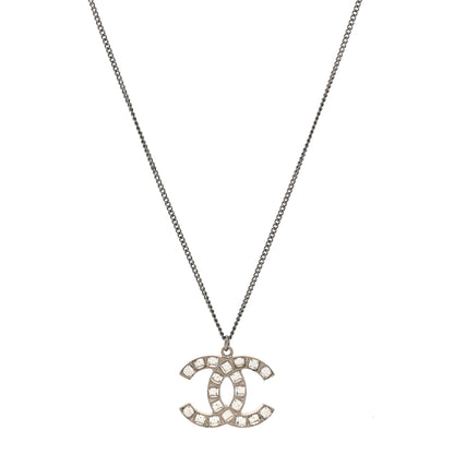 Chanel Baguette Crystal CC Necklace Silver 1 of 5