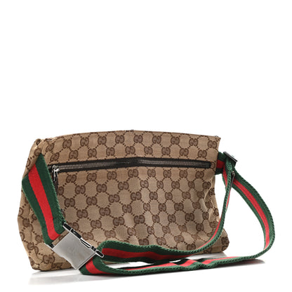 Gucci GG Monogram Web Double Pocket Belt Bag Dark Brown 2 of 7