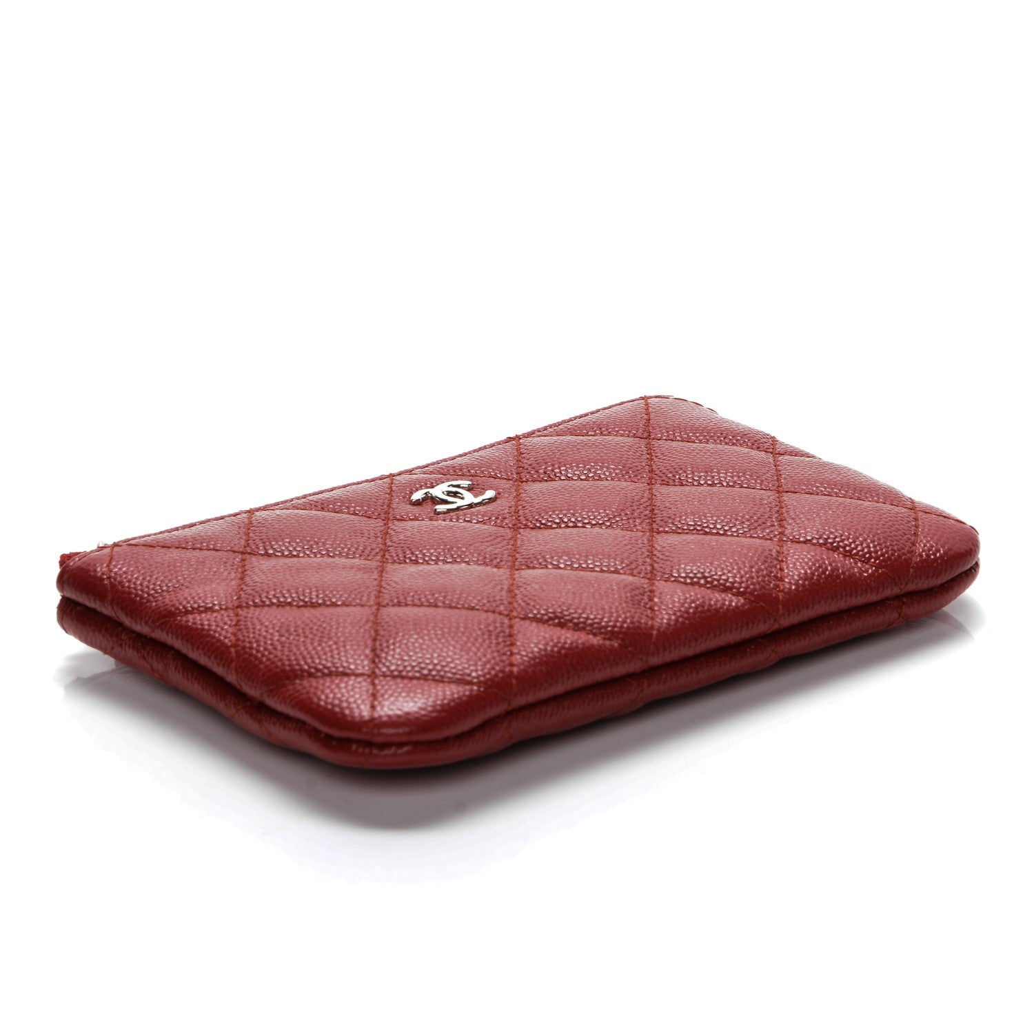 Chanel Caviar Quilted Small Cosmetic Case Dark Red 4 of 7