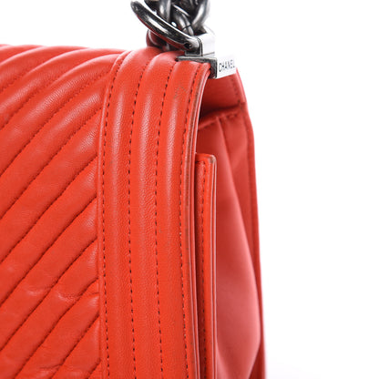 Chanel Wrinkled Lambskin Chevron Quilted Medium Boy Flap Orange 11 of 15