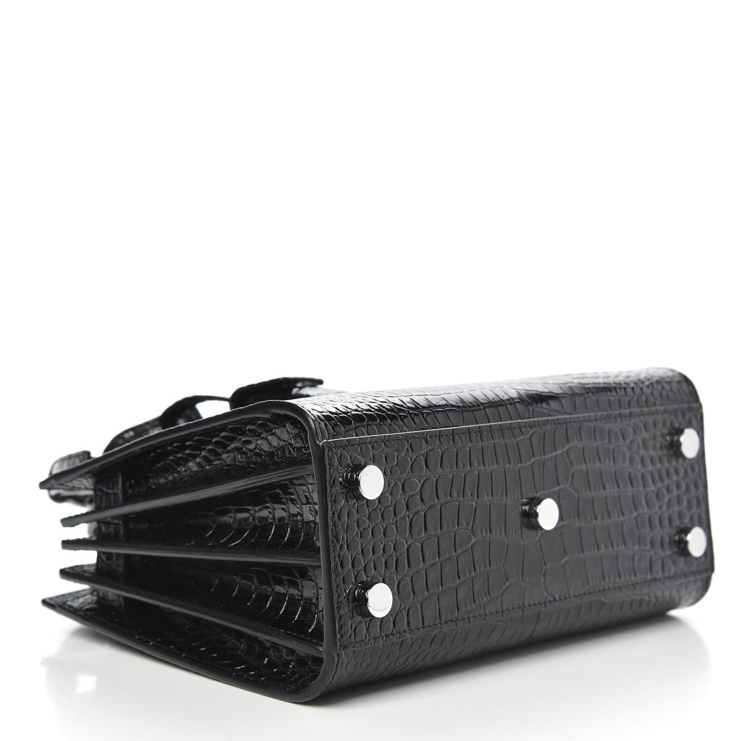Calfskin Crocodile Embossed Nano Sac De Jour Black