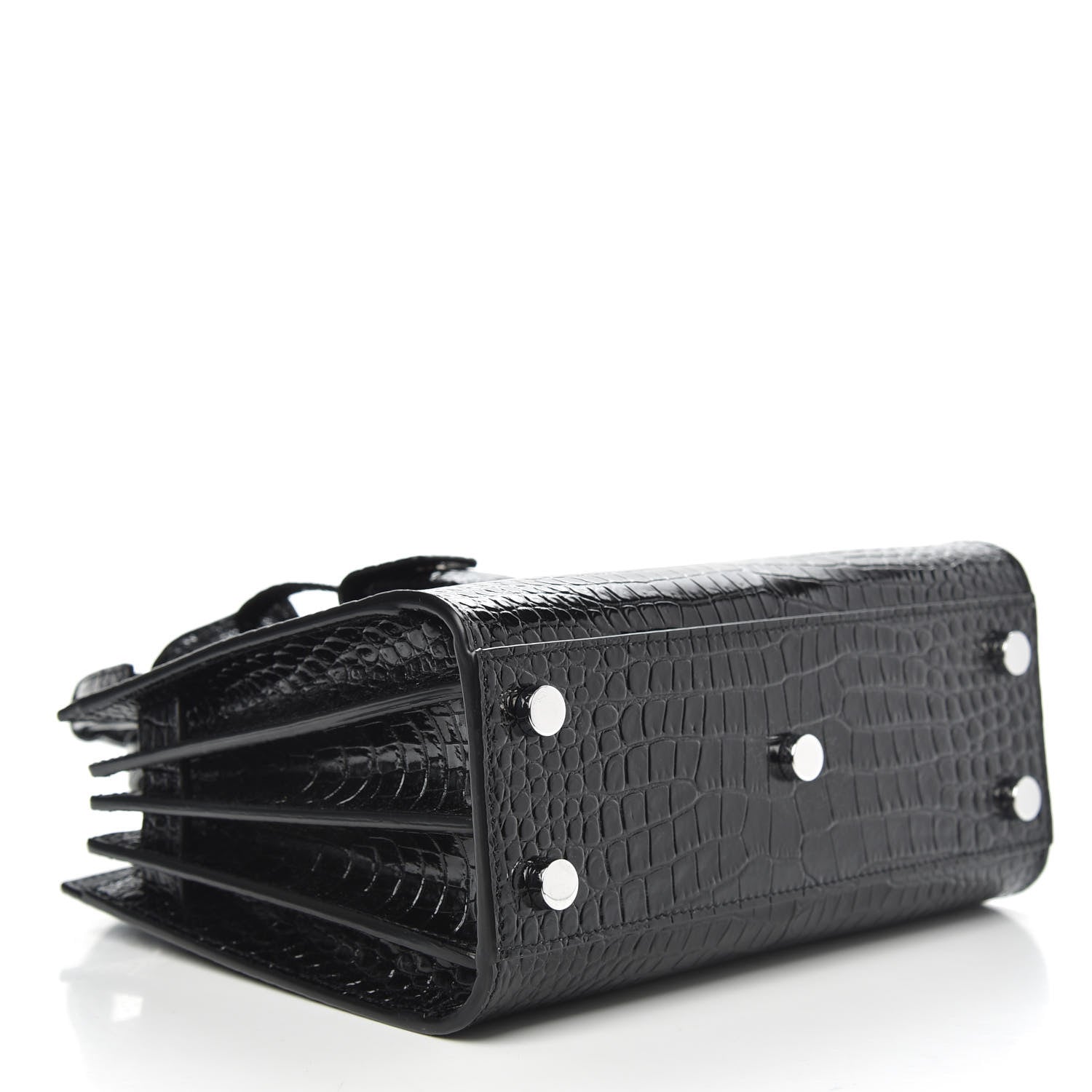 Saint Laurent Calfskin Crocodile Embossed Nano Sac De Jour Black 4 of 10