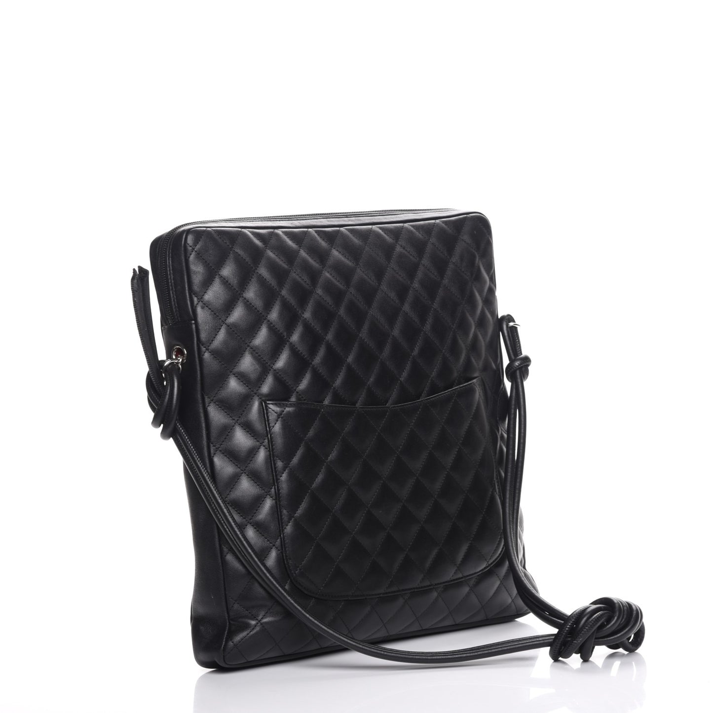 Calfskin Quilted Large Cambon Messenger Black