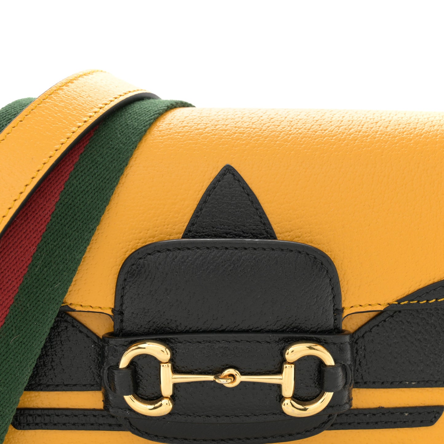 X ADIDAS Textured Dollar Calfskin Web Trefoil Mini Horsebit 1955 Shoulder Bag Crop Black
