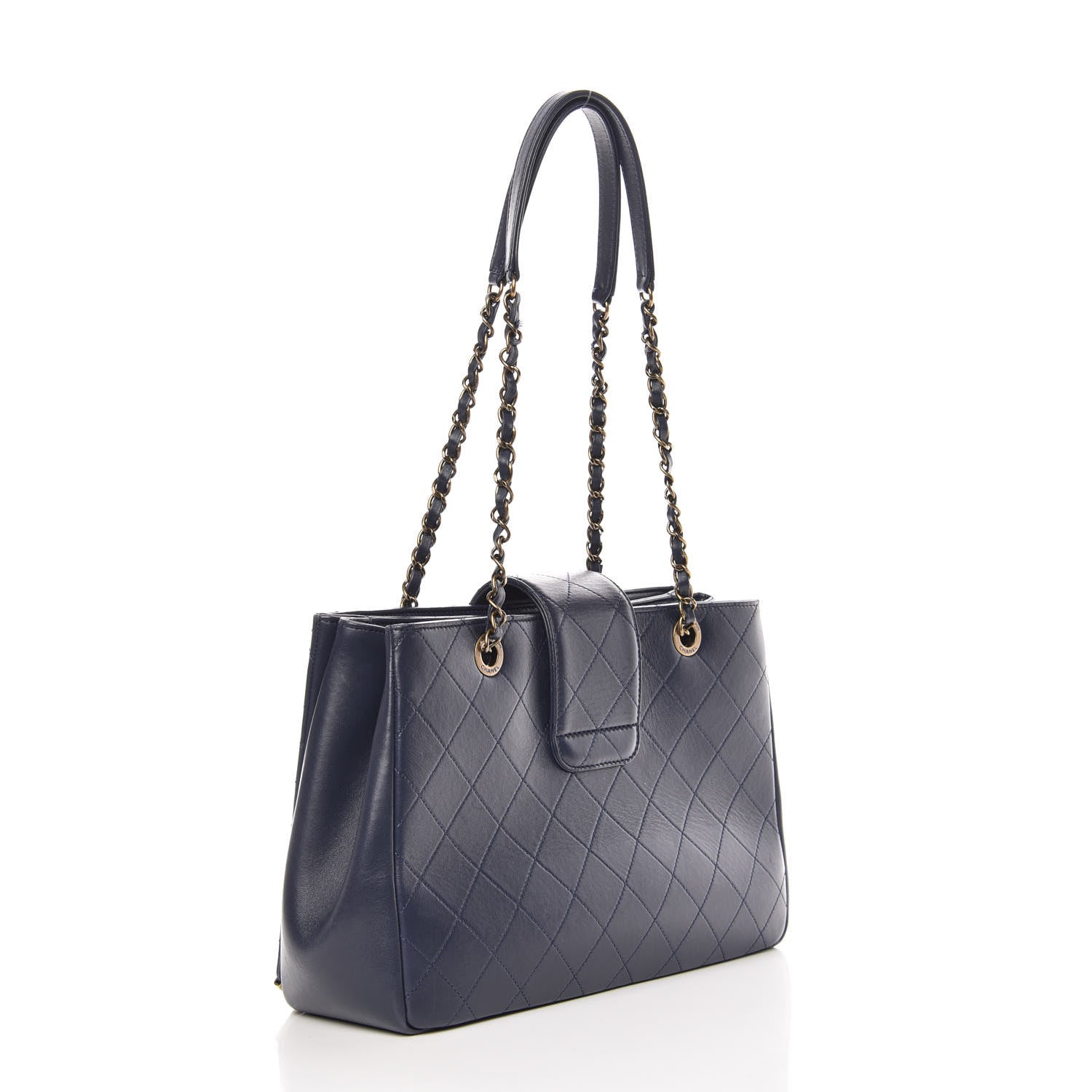 Chanel Calfskin Diamond Stitched Shoulder Bag Navy 3 of 14