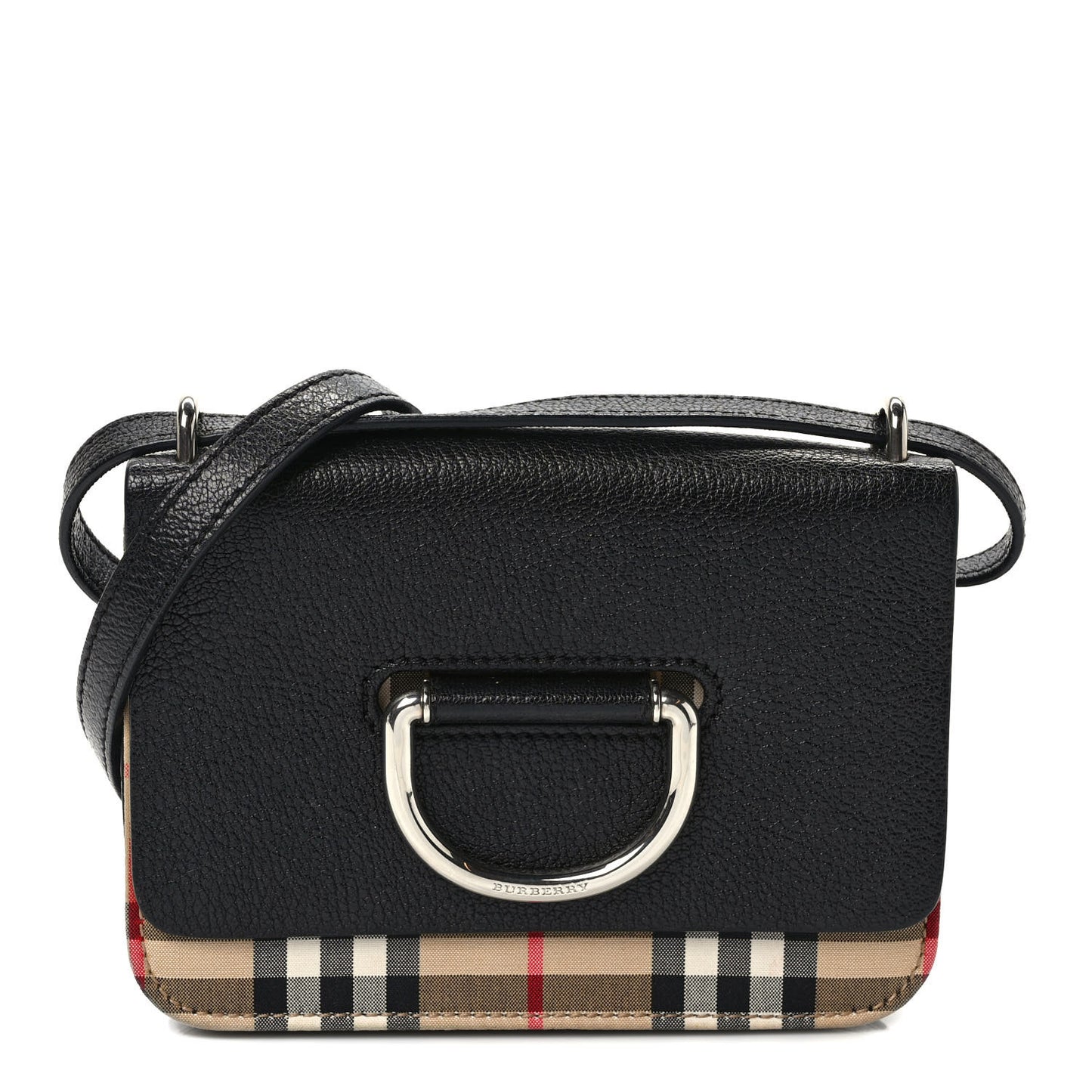 Goatskin Vintage Check Mini D-Ring Bag Black