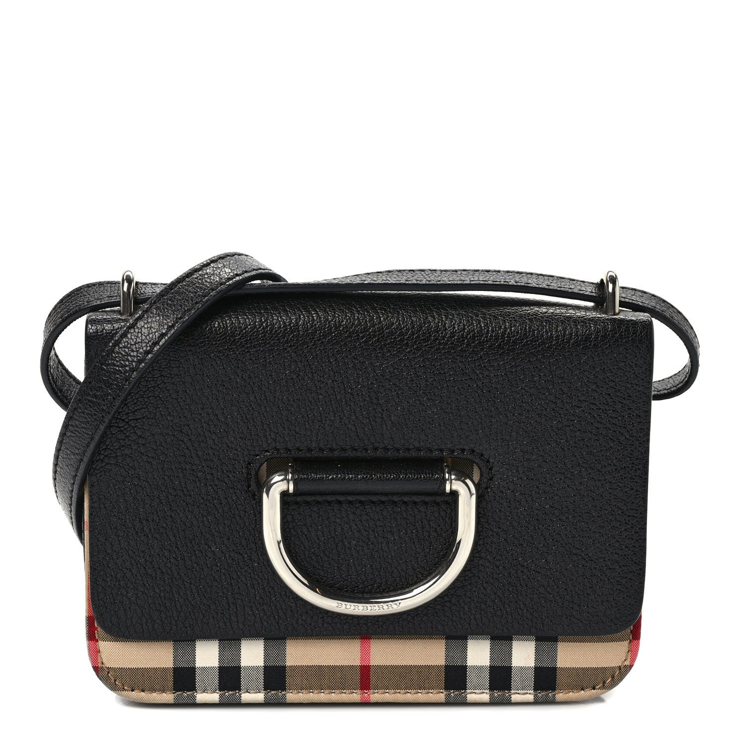 Burberry Goatskin Vintage Check Mini D-Ring Bag Black 1 of 8