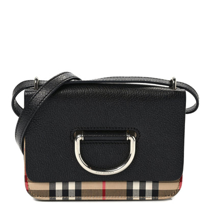 Burberry Goatskin Vintage Check Mini D-Ring Bag Black 1 of 8