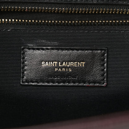 Saint Laurent Grain De Poudre Matelasse Chevron Large Monogram Satchel Rouge Legion 6 of 13