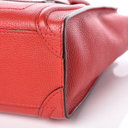 Celine Drummed Calfskin Nano Luggage Coquelicot 10 of 10