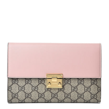 Gucci GG Supreme Monogram Calfskin Padlock Clutch Beige Perfect Pink 1 of 8