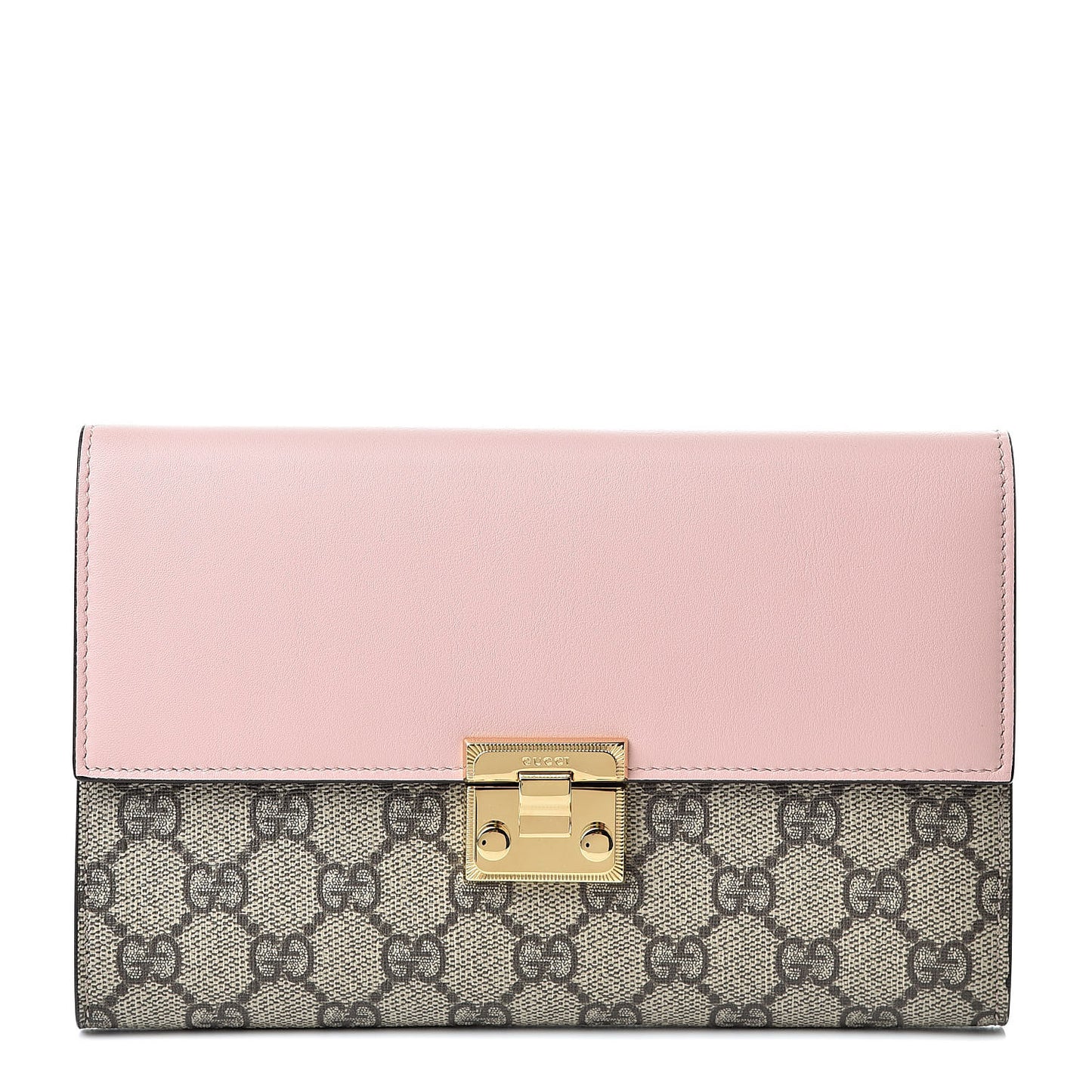 GG Supreme Monogram Calfskin Padlock Clutch Beige Perfect Pink