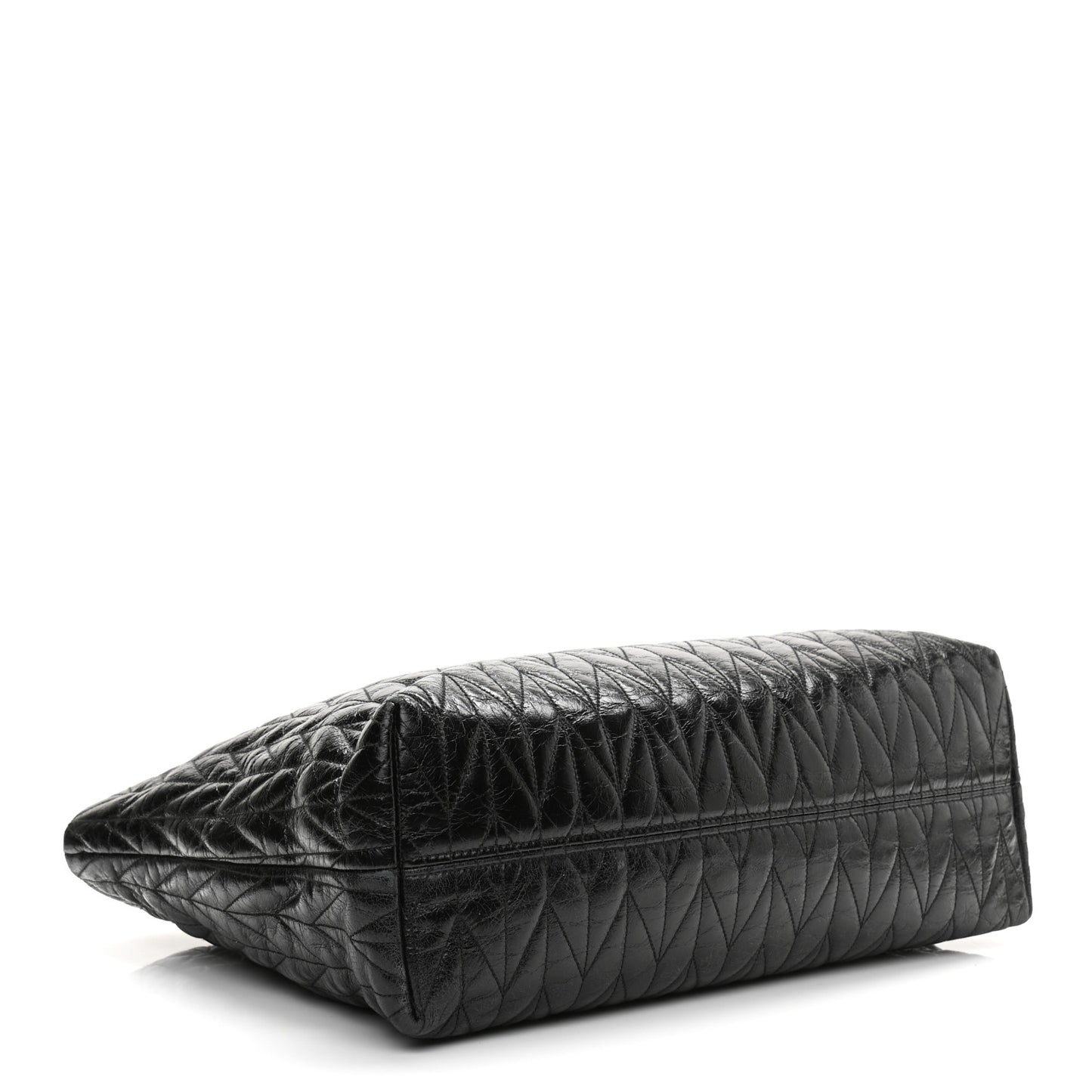 Nappa Matelasse Shine Trapuntato Large Tote Bag Black