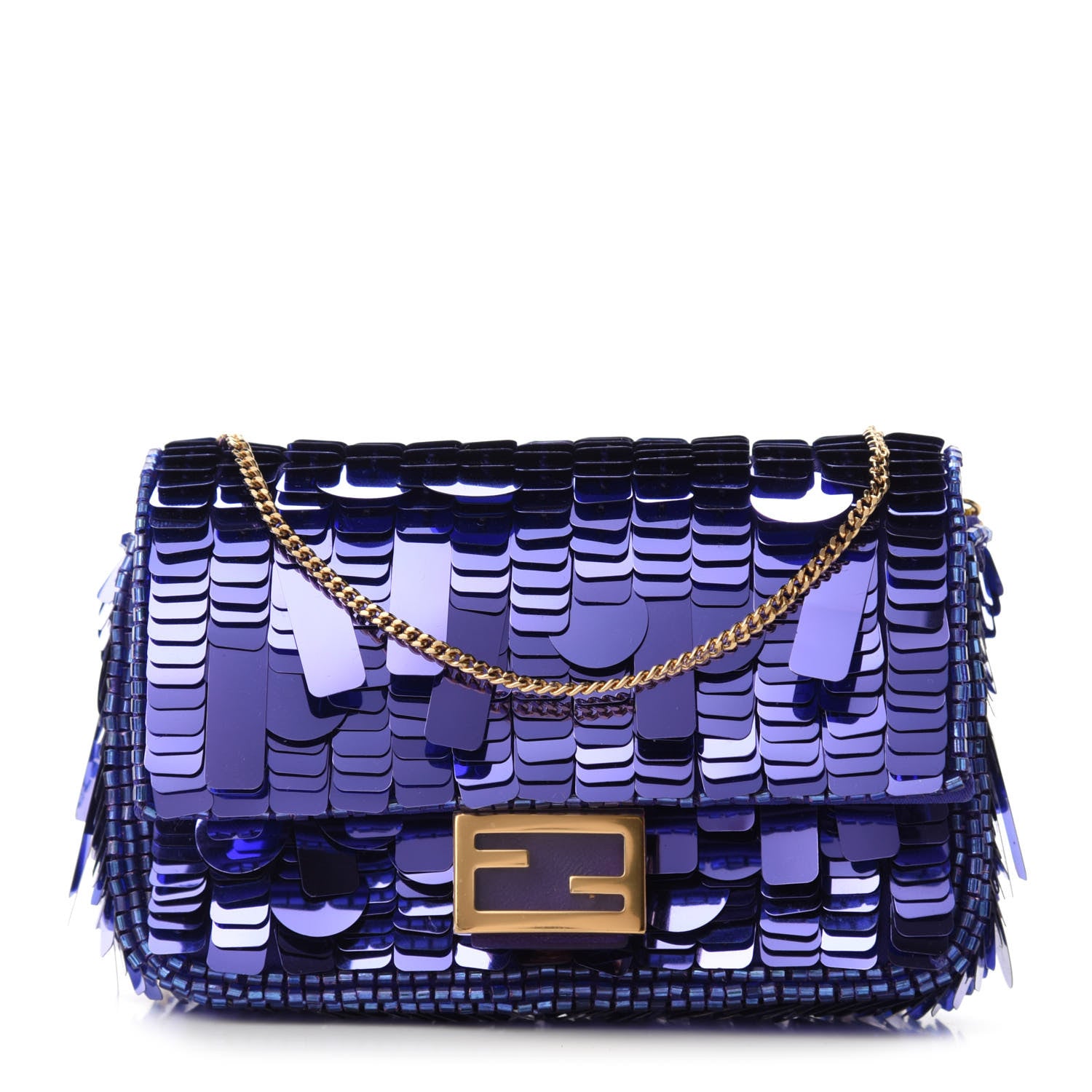 Fendi Sequin Paillettes Shiny Nappa Sex and the City Nano Baguette Charm Viola Purple Rain 1 of 11