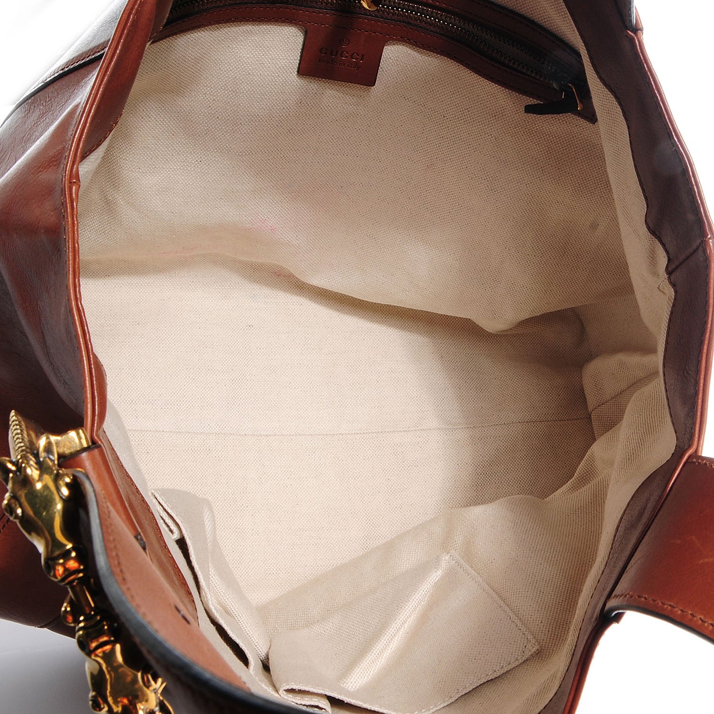 Washed Calfskin Horse-Heads Medium Ribot Tote Brown