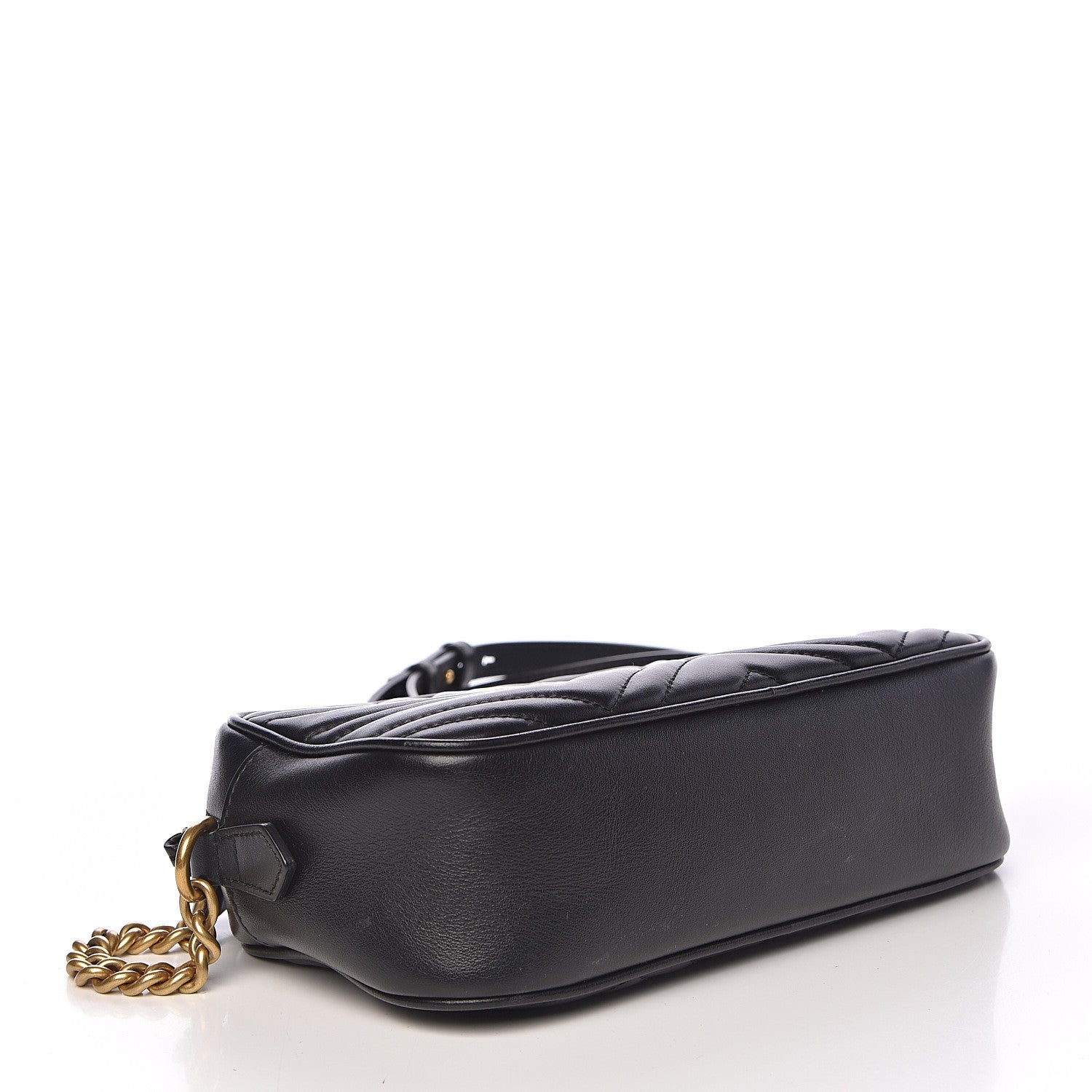 Gucci Calfskin Matelasse Small GG Marmont Chain Shoulder Bag Black 4 of 14