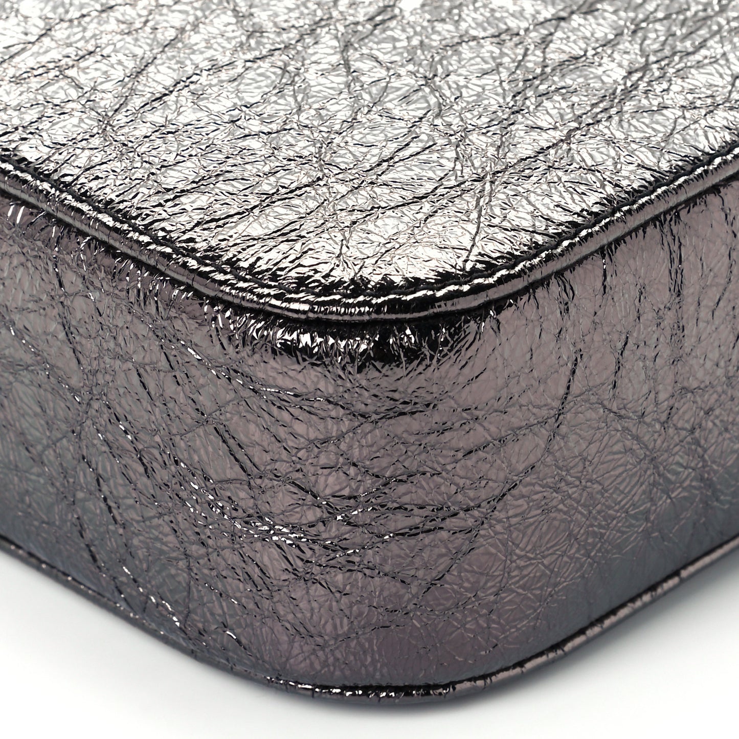 Metallic Textured Calfskin XS Everyday Camera Bag with Handle Black