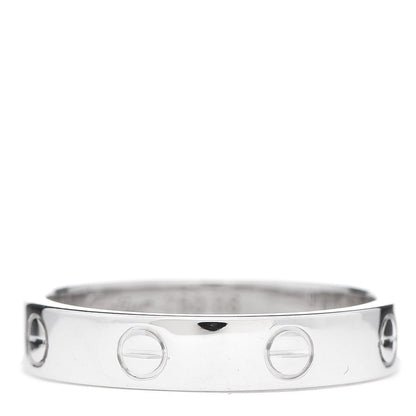 Cartier 18K White Gold Diamond 4mm LOVE Wedding Band Ring 56 7.5 3 of 4