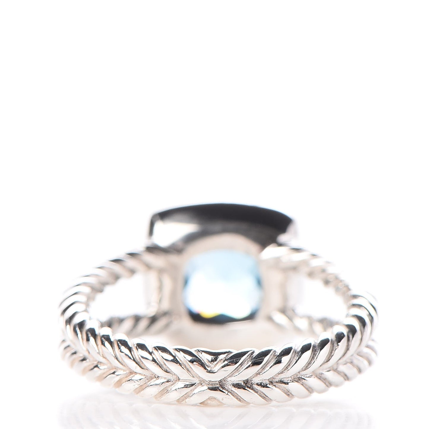 Sterling Silver Diamond Blue Topaz 7mm Petite Albion Ring 53 6.5