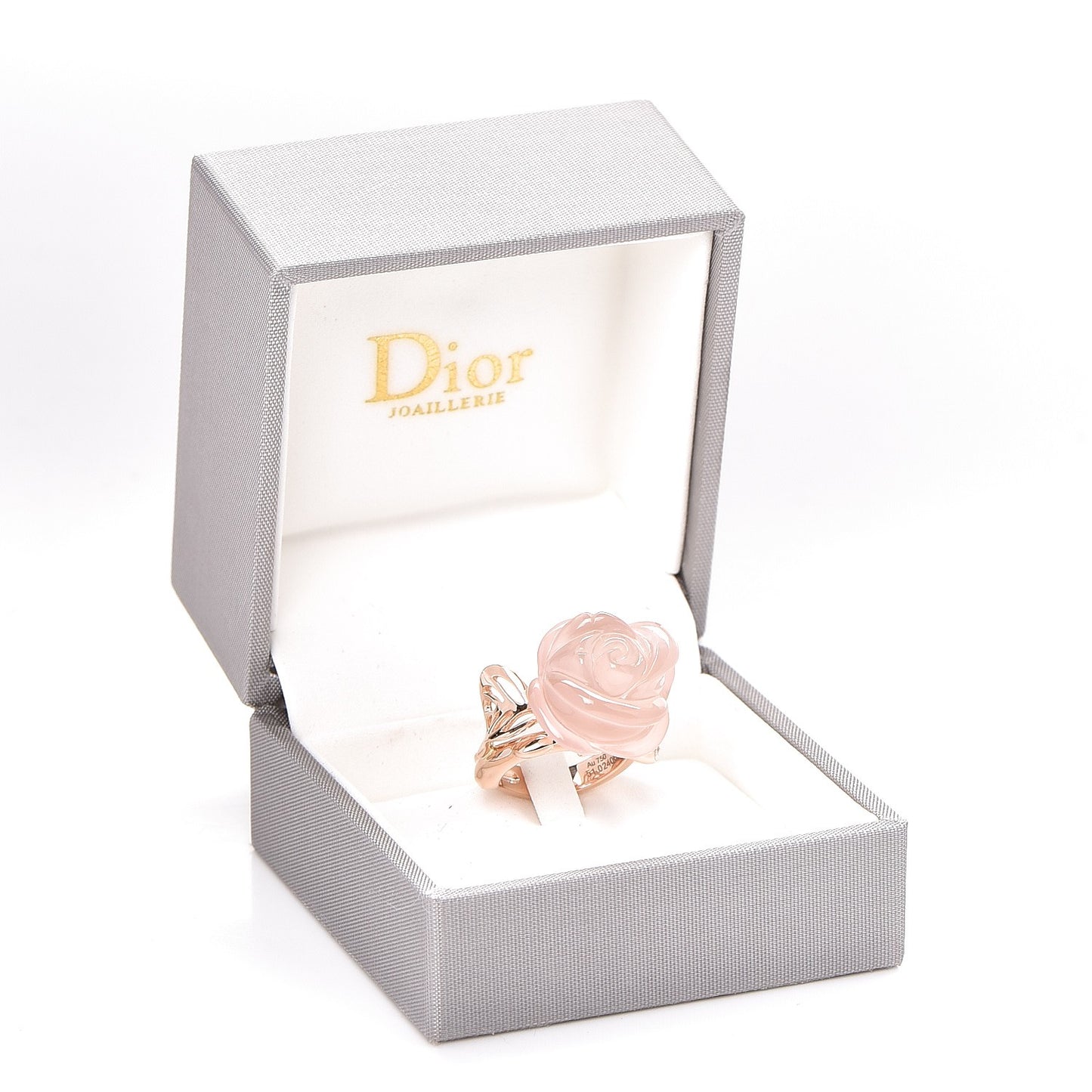 18K Pink Gold Diamond Rose Quartz Dior Pre Catelan Ring 51 5.75