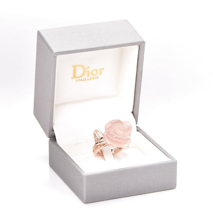 Christian Dior 18K Pink Gold Diamond Rose Quartz Dior Pre Catelan Ring 51 5.75 6 of 6