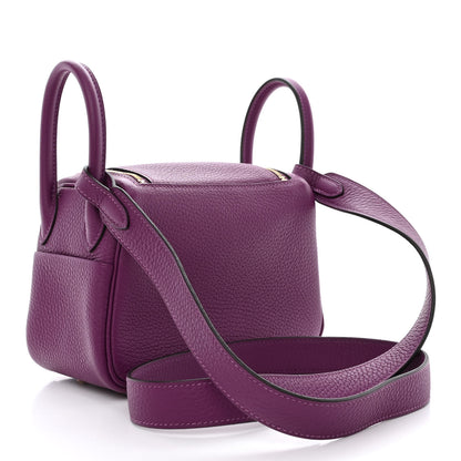 Hermes Taurillon Clemence Mini Lindy 20 Anemone 3 of 11