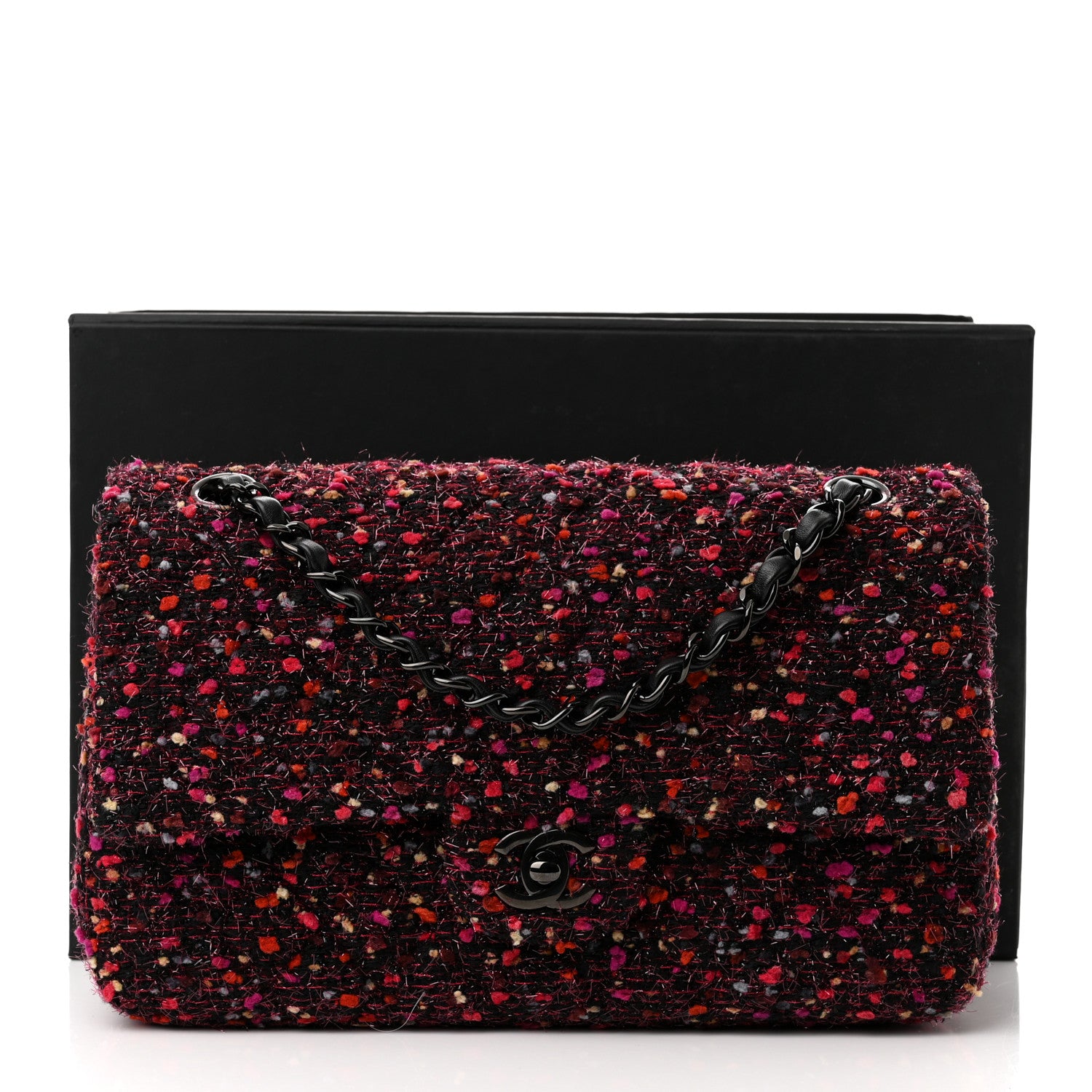 Chanel Tweed Quilted Medium Double Flap Multicolor 10 of 10